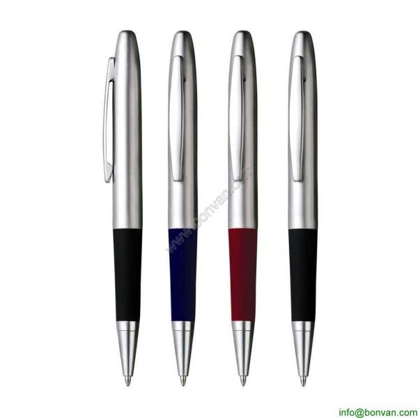 Excellent quality silver metal pen with soft rubber grip,grip metal pen