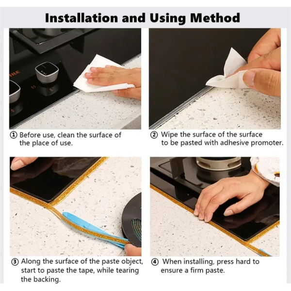 Self-Adhesive Ceramic Tile Gap Tape Mildewproof Decorative Edges Strip Corner Side Stickers Custom Cutting Service
