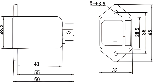 DAI2 однофазные фильтры переменного тока EMI фильтр питания IEC Type Socket