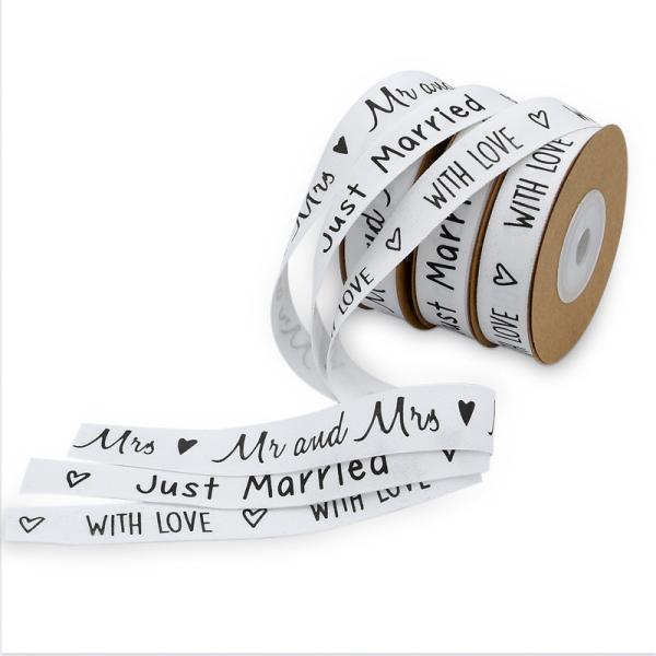 Custom Printed Cotton Ribbon 15mm*10m White Gift Packing Ribbon