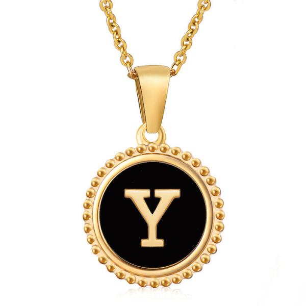 Unique Jewelry 16MM 18K Gold Plated Stainless Steel 3D Shell Letter Necklace Women'S Letter Pendants