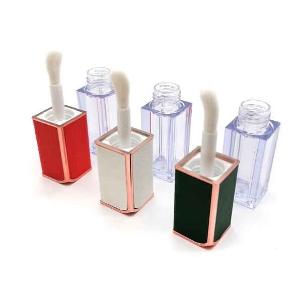 MSDS SGS 5ml Wand Black Square Lip Gloss Tubes Silk Printing