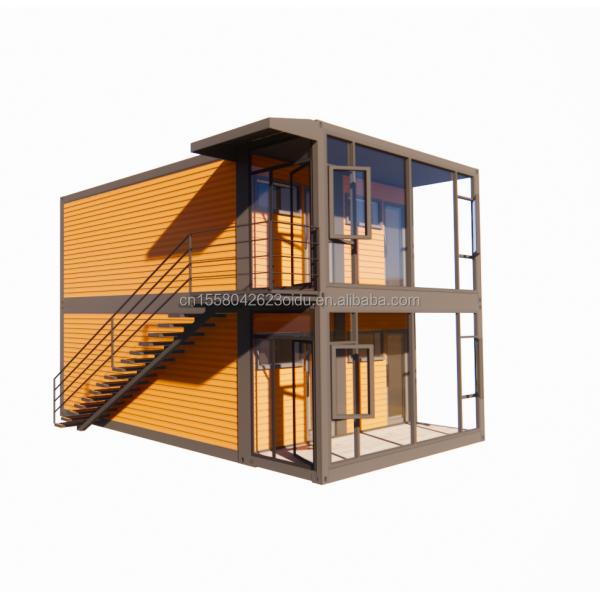 Diseño moderno Casa de contenedores de dos pisos con cuatro dormitorios para villas prefabricadas o oficinas combinadas