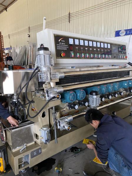 9 Motors Glass Straight Line Beveling Machine with PLC and Lift Glass Grinding Machine
