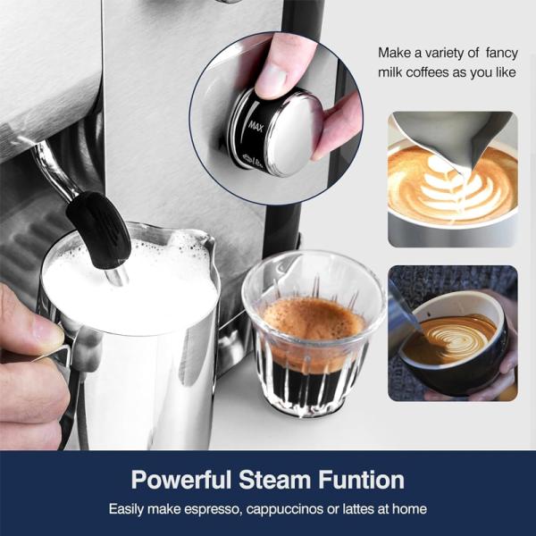 Máquina de café eléctrica de café profesional potente de 15/20bar bomba de presión capuchino Latte molinilla hecha de plástico duradero
