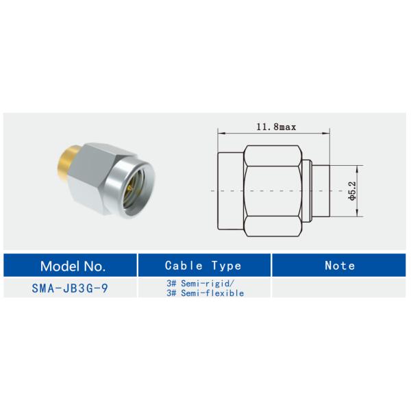 SMA мужской RF соединитель проводки для 3# полужесткий / полугибкий кабель