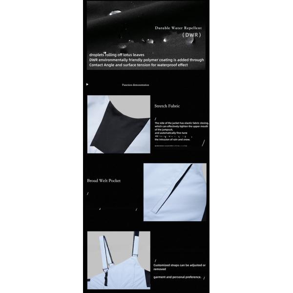 Full Pressure Glue Oblique Collar Solid Color Heated Suspender Pants for Winter Skiing