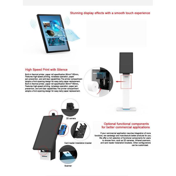 27 Inch Touchscreen Self-Service Ordering Machine for Restaurants and Retail