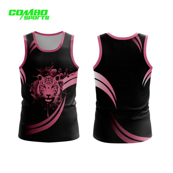 Sublimation Print Breathable Quick Dry Sports Men Singlet Round Neck