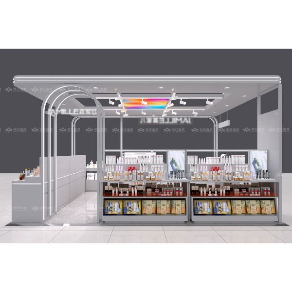 BKC018 Luxury Cosmetic Mall Booth Space-Saving Makeup Kiosk Design for Perfume Shop Decoration