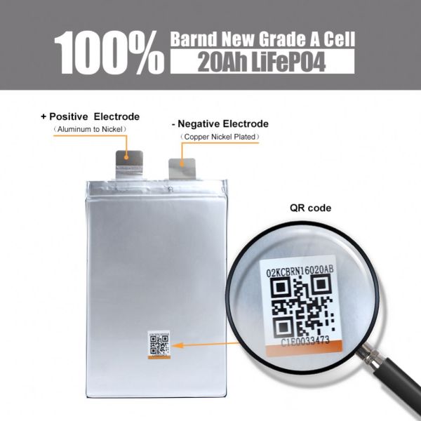 LiFePO4 20Ah 3.2V Deep Cycle Battery Li-Polymer Lithium Iron Phosphate Prismatic Pouch Battery