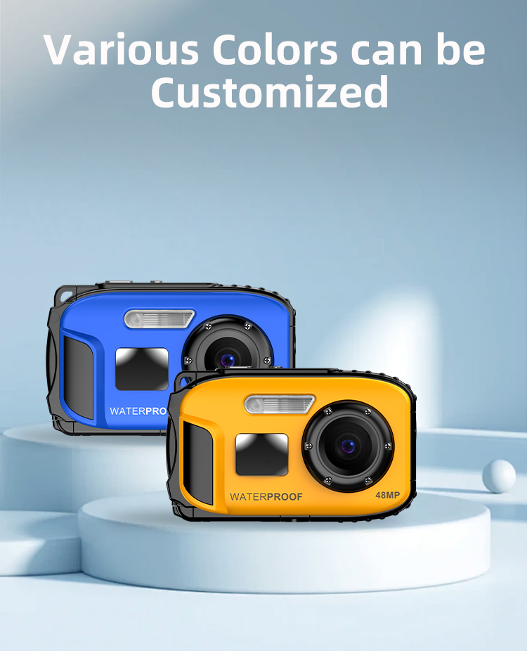 Retro HD 1080P Waterproof Camera 2.4 Inch Screen IP68 5M Waterproof Auto Focus 4X Digital Zoom Underwater Camera for Diving
