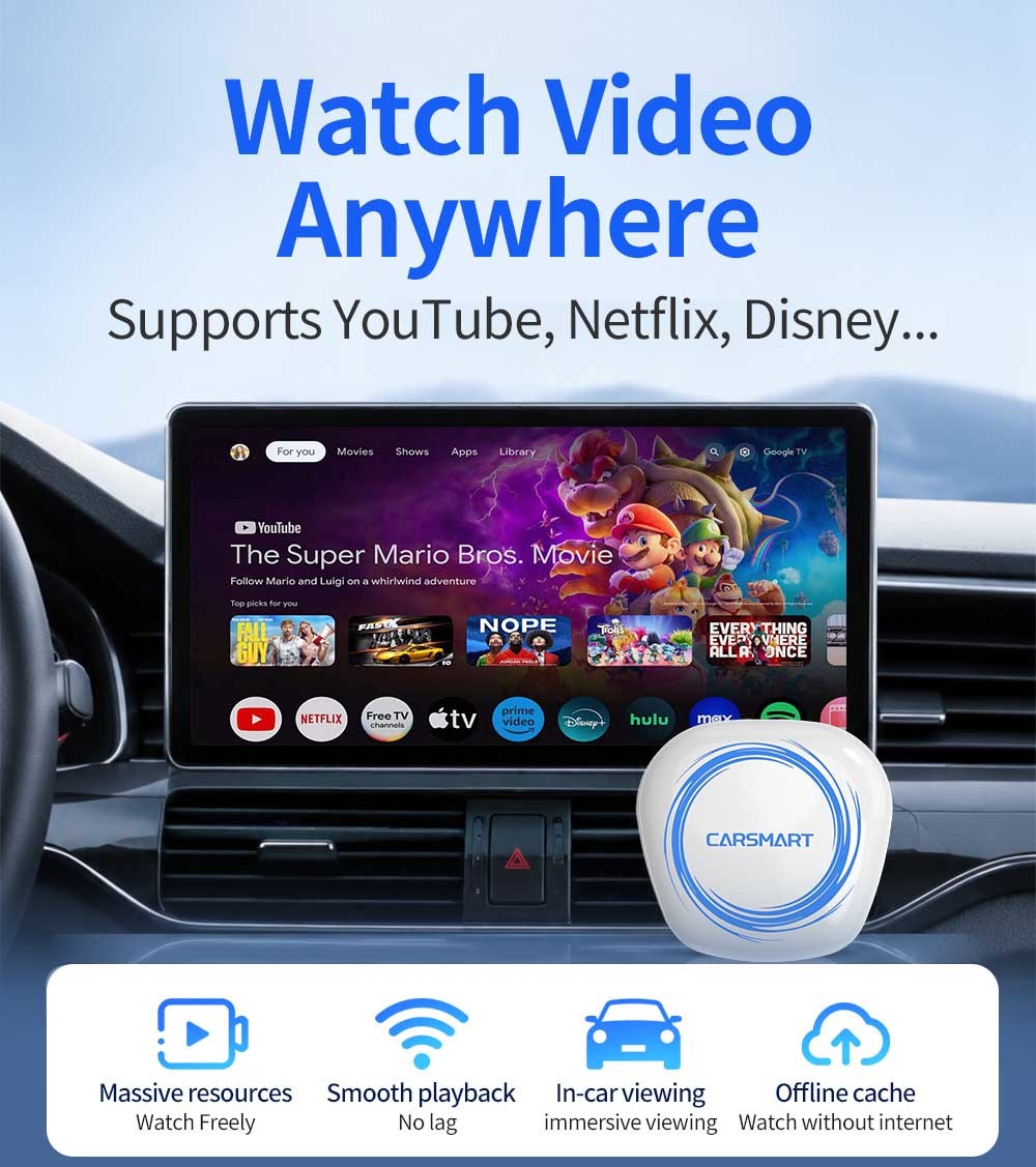ODM Smart Wireless AI Box Android Adapter Portable 3 In 1 Android 16 For Car