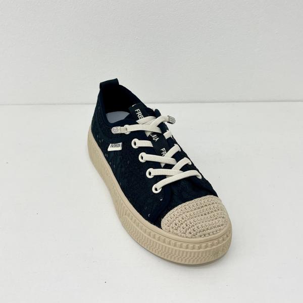 Women comfort black breathable sneakers with mesh upper espadrilles