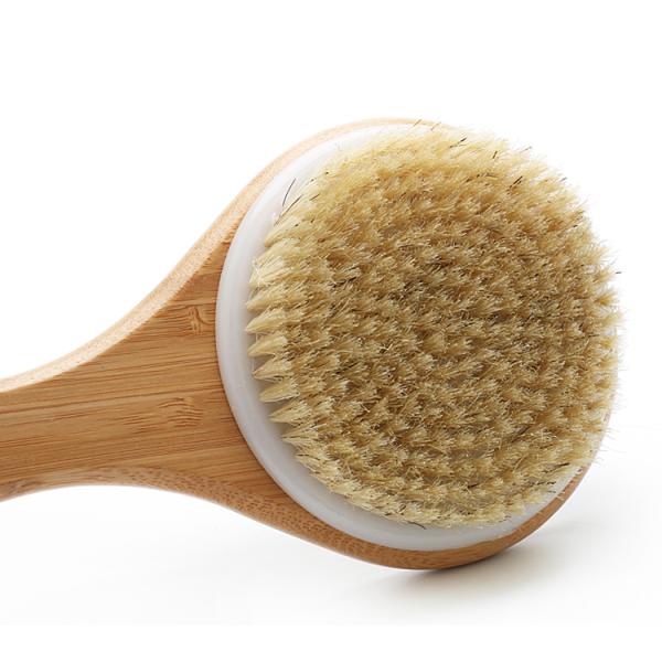 Dry Body Shower Brush Back Scrub Natural Bamboo Long Handle Massage