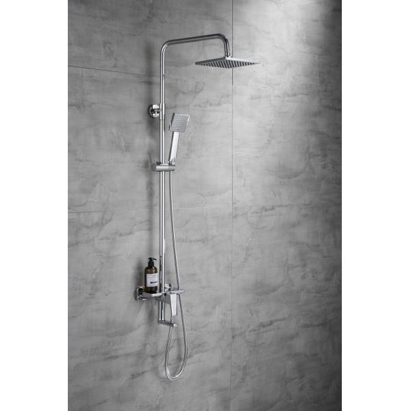 Chrome Plated Stainless Steel Wall Mount Shower Set with Exposed B S Faucet Feature