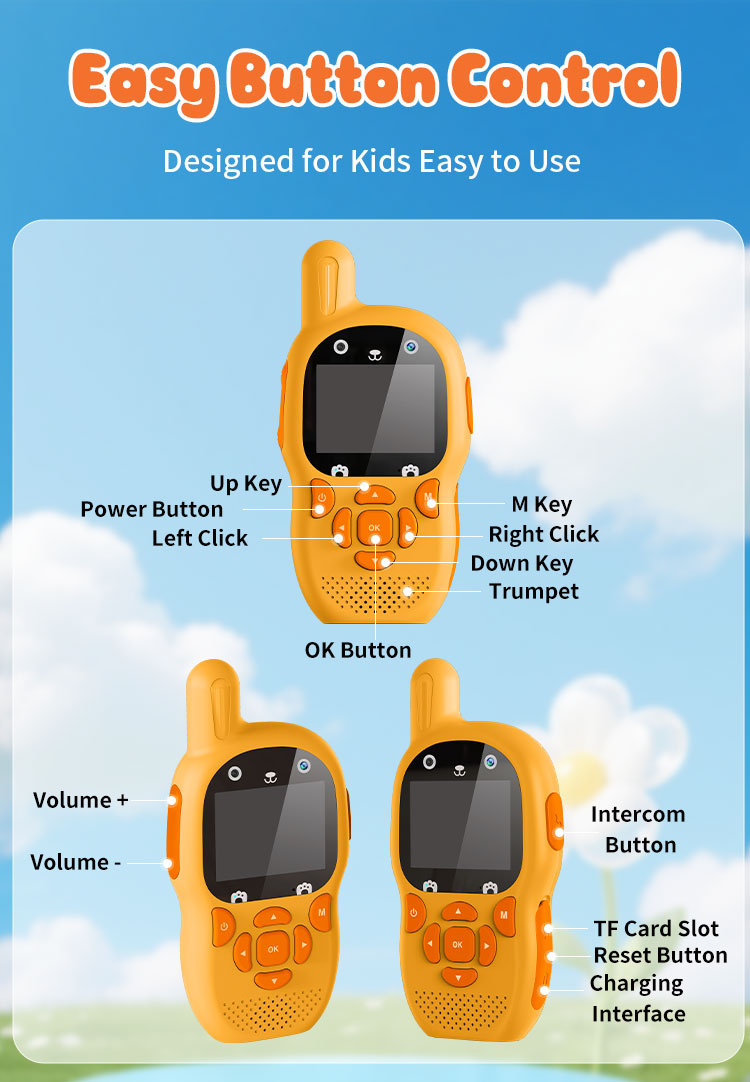 Brand New Children's Video Walkie Talkies Anti-Lost Design Long Range 500-1000mAh Battery Audio Interphone Funny Games Easy Use