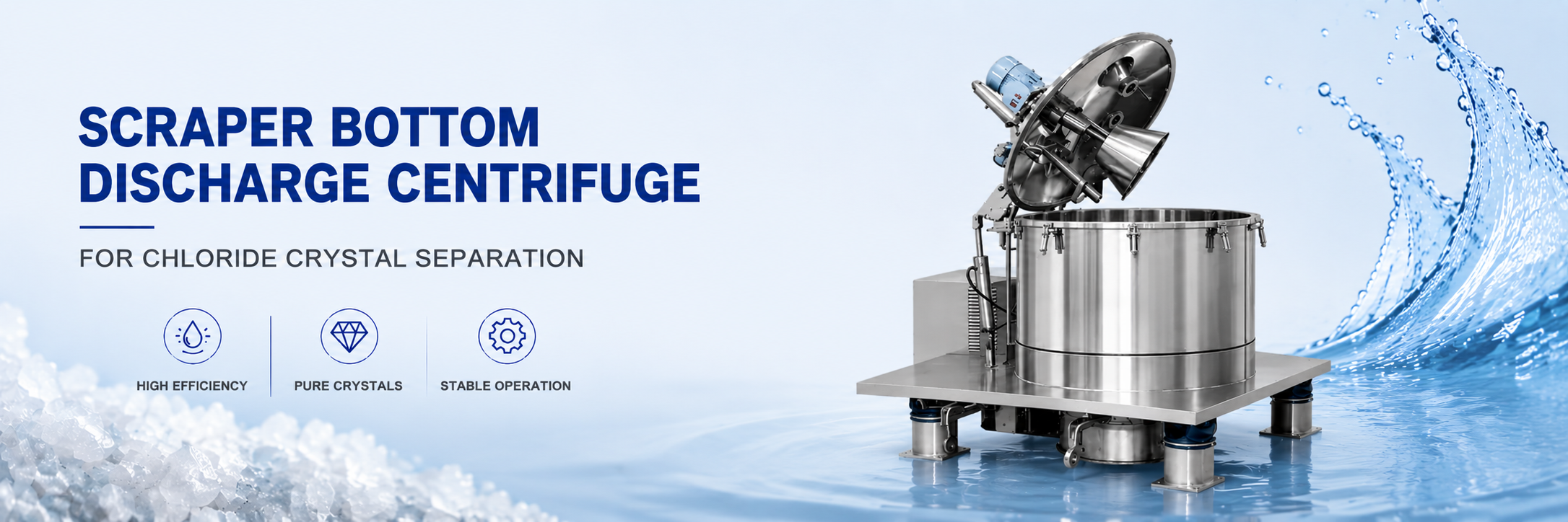 Scraper Bottom Discharge Centrifuge for Chloride Crystal Separation
