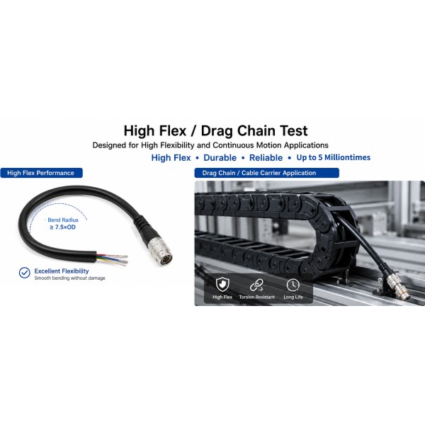 Hirose 6 Pin HR10A-7P-6S High Flex Industrial Camera Power Cable