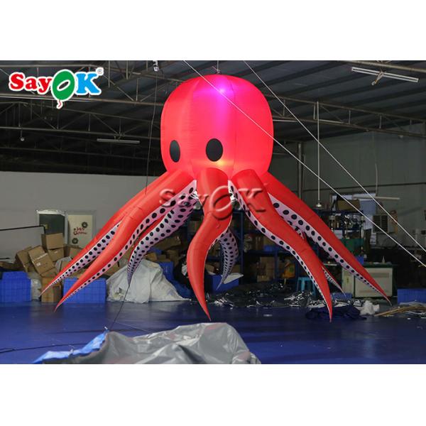 Красное украшение щупальец 3m осьминога нейлона 190T раздувное освещая