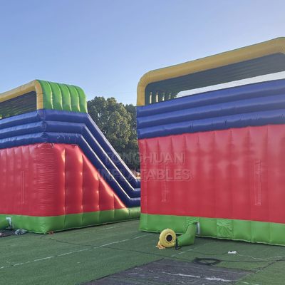 Commercial Colorful Double Lane Inflatable Slide Set with High Side Walls Climbing Steps and Safety Landing Area for Events and Rentals