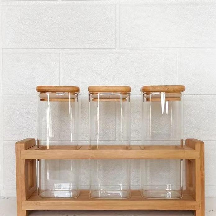 Multi-Layer Bamboo Wood Seasoning Storage Box Kitchen Table Condiment Rack with Spice Storage for Pot Use
