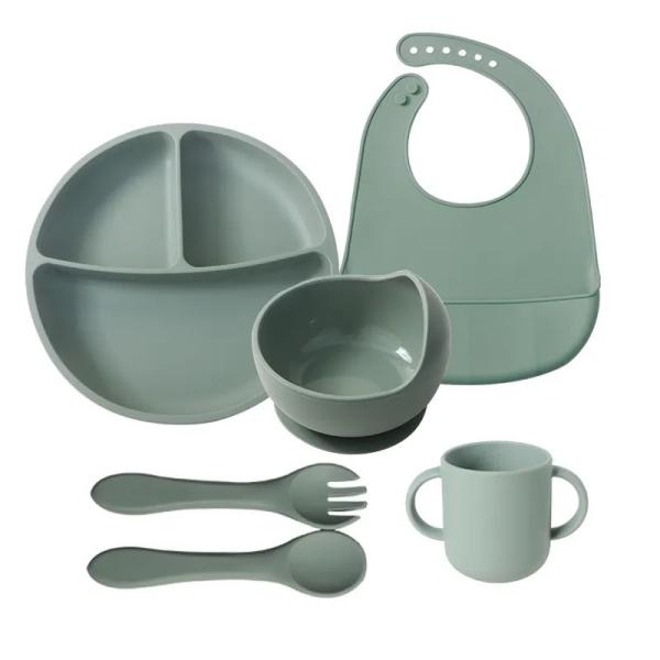 Silicone Food Grade Infant Dinnerware Sets Baby Feeding Set Suction Kids Infant Plates And Bowls