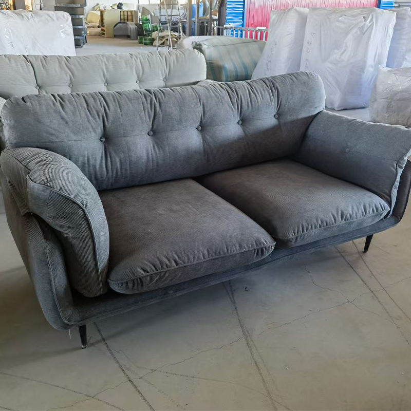 Italian Style Minimalist Double-Seat Framed Retro Sofa Comfortable Straight Row Leisure Fabric Sofa Couch for Apartment Villa