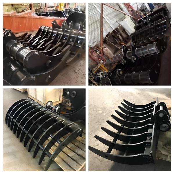 High Quality Custom PC100-6 10 Ton Excavator Rake Bucket OEM Attachment Construction