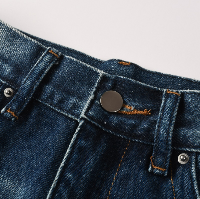 Vintage Washed Men's Jeans Flare Mid Rise Jeans With Whisker Detailing