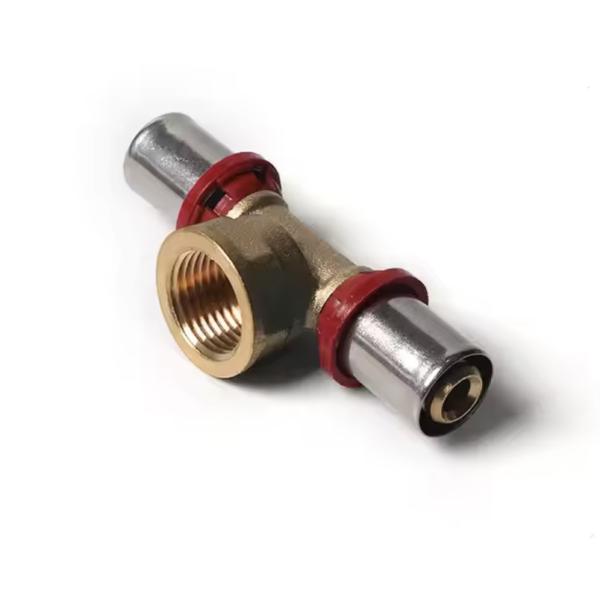 150 PSI Brass Compression Tee Fitting for Industrial Press Fitting PEX 16-32mm Female Thread Tee Brass Pex Pipe Fittings