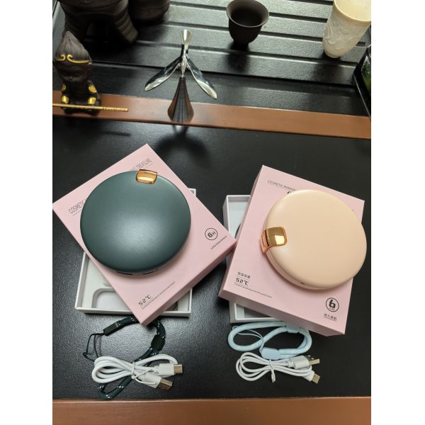 3 In 1 Mirror Power Bank 5000mAh Detachable Cable Portable Wired Hand Warmer Function Fast Charger