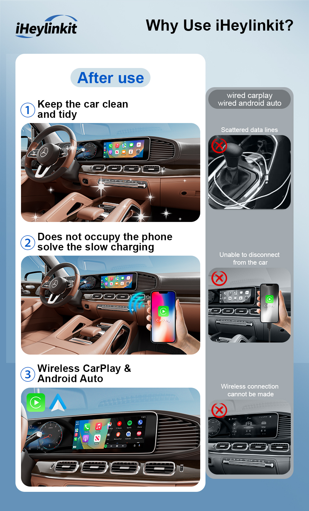 2-in-1 Portable CarPlay & Android Auto Dongle with Wired/Wireless Compatibility USB Plug and Play 1 Year Warranty
