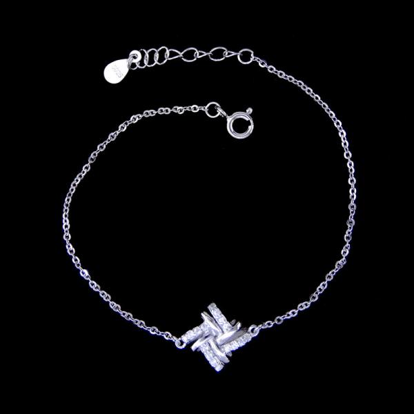 Elegant Bar Shape Sterling Silver Bracelets / 925 Silver Cubic Zirconia Bangle Bracelet
