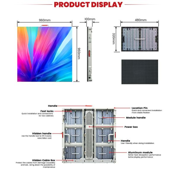 Advertising Led Board LED Screen Commercial Advertising P6.67 Outdoor LED Screen Full Color 8000cd/sqm 960*960mm
