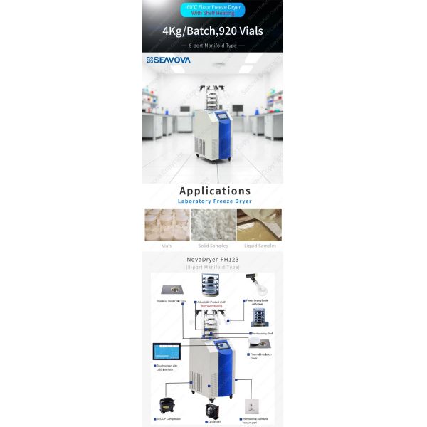 4kg Vertical Freeze Dryer Stainless Steel Lab Scale Lyophilizer