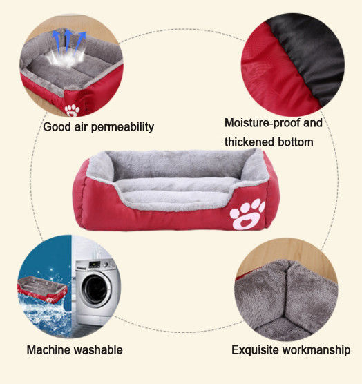 28 Inch Machine Washed Pet Calming Beds Soft Luxury Square Plush Dog Sofa