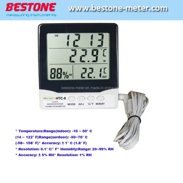 LCD Display Digital Thermo Hygrometer Indoor Outdoor with Waterproof Temperature Sensor