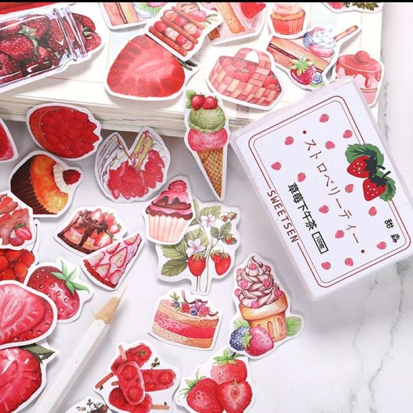 Printing Waterproof Kiss Cut Stickers Cute Strawberry Fruit Packaging Label