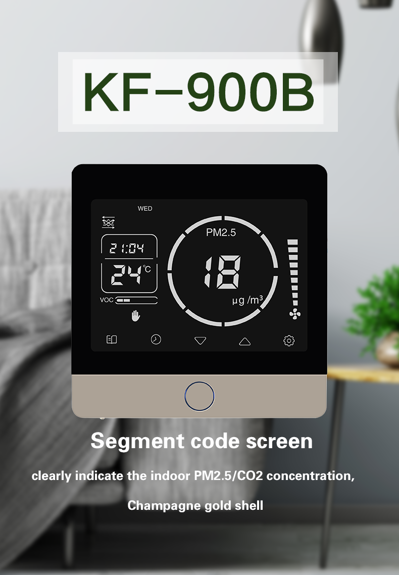 Intelligent Digital Ventilation Controller Fresh Air Controller With CO2 PM2.5 Monitoring