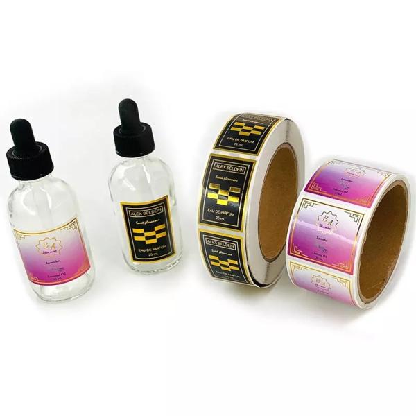 Deluxe Gold Foil Self Adhesive Sticker Cosmetic Label For Glass Drip Bottle