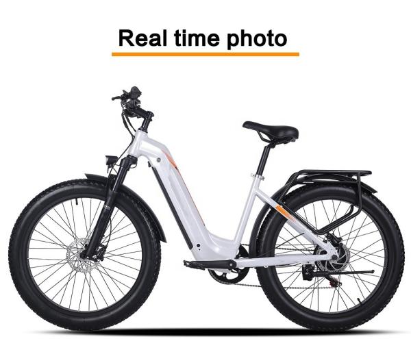 Step Thru Electric City Bike 26 Inch Wheel 7 Speed 48V 17.5Ah Battery Capacity