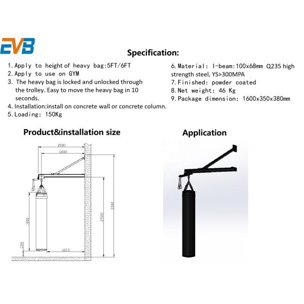 6FT Tall Wall Mount Heavy Bag Rack Kicking Punch Bag Stand Frame