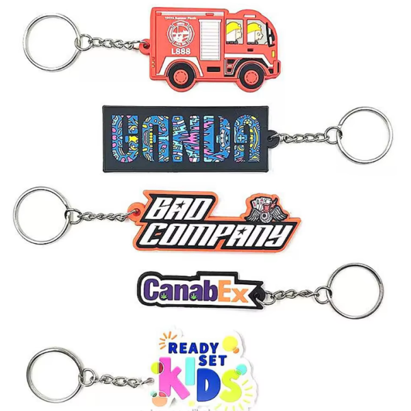 Custom 3D Soft PVC Keychain With Ring Promotional Business Gift Die Cut Irregular Shape Logo 