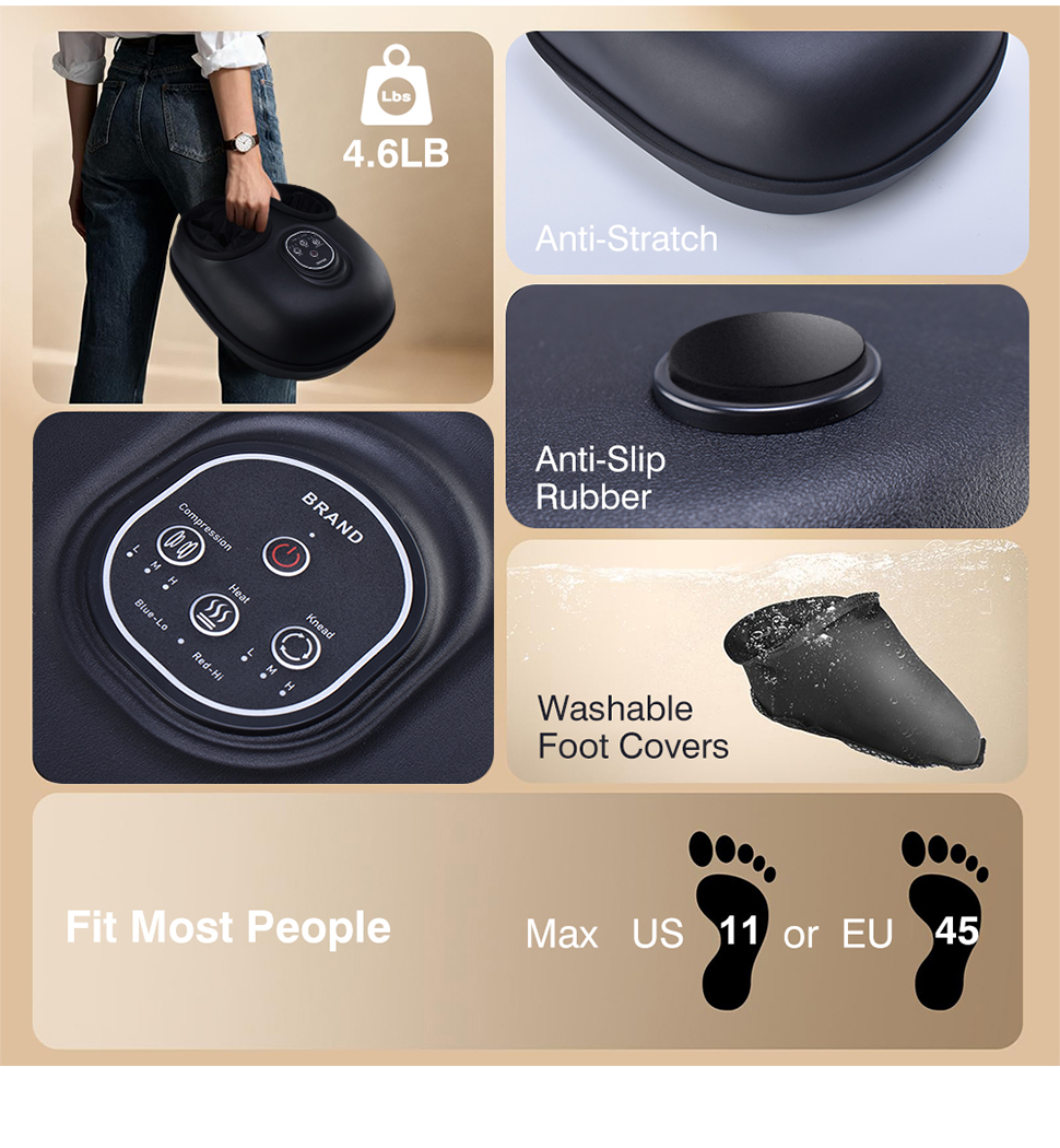 air Relax Compression Blood Circulation Foot Leg Massager Botas De Presoterapia Shiatsu Kneading Electric Rolling Foot Massager