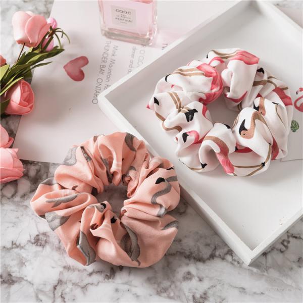 Creative Korean version fabric hairband Flamingos birds animal tied hair seamless elastic ring lady head accessories