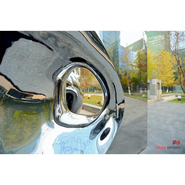 Custom Printing Large Stainless Steel Sculpture with Mirror Finish and Abstract Design