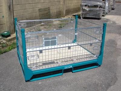 Gold Zinc Plated IBC Metal Cage Box Foldable Pallet Container 1000 - 2000kgs Weight Capacity