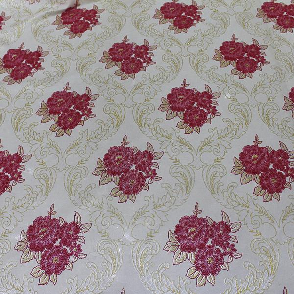 210cm Wide 80gsm Knitted Polyester Tricot Fabric With Red Rose Pattern