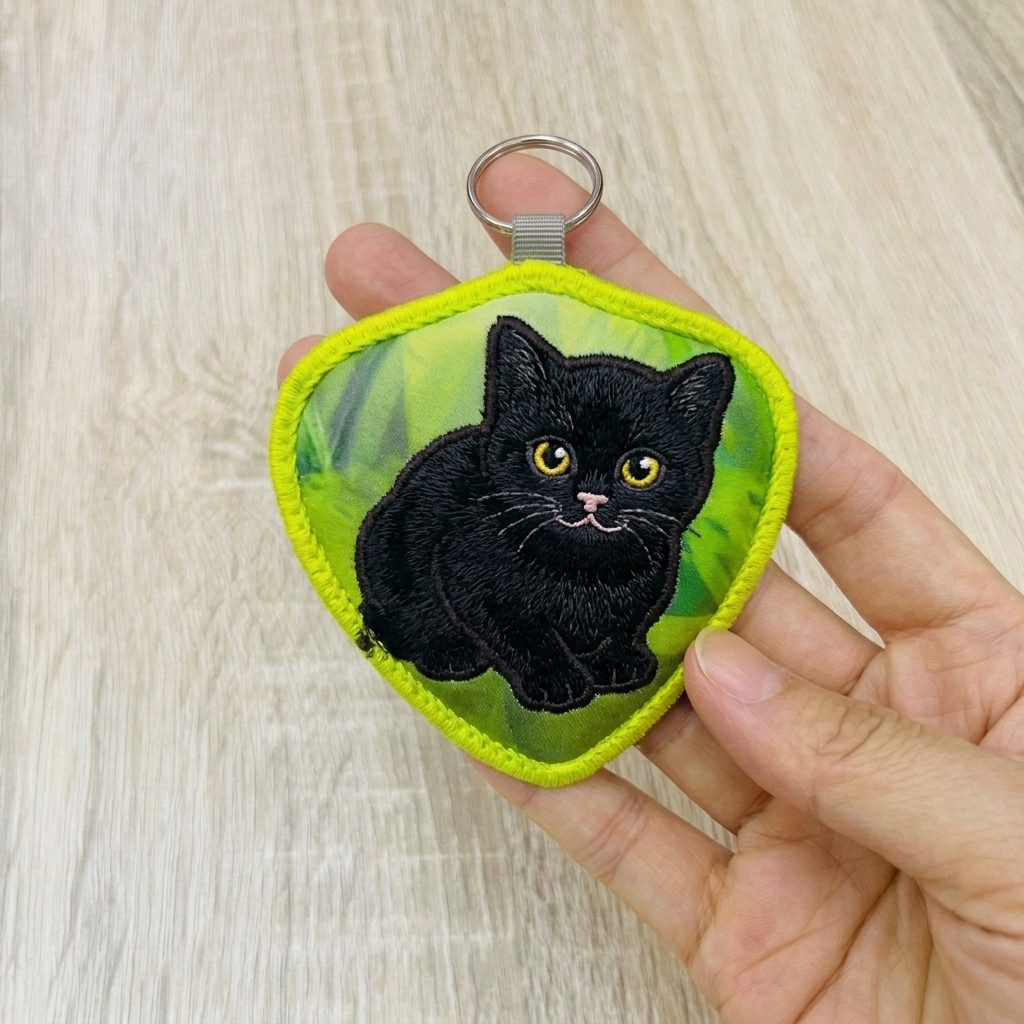 Customized Eco-Friendly Rubber Silk Screen Printed Rectangular Hanging Ring Embroidery Keychain